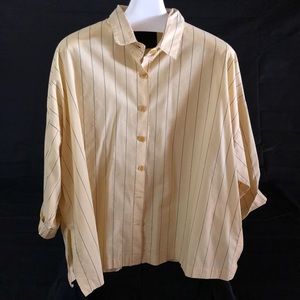 Blanque stripped boxy-cut blouse.